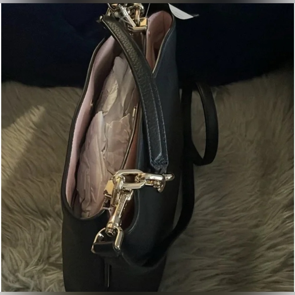 Kate Spade Aubrey Chain Top Handel Black Pebbled Leather Satchel - Picture 5 of 10